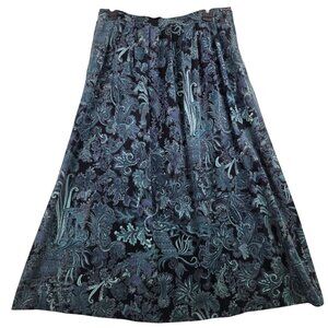 Vintage Lombardi Inc Fairy Grunge Midi Skirt Sz 16 Paisley Corduroy Goblincore
